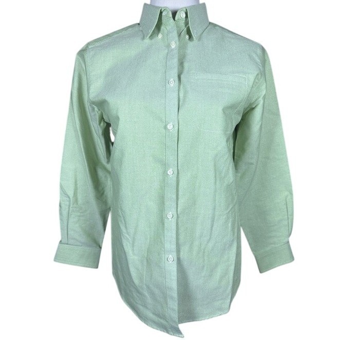 Cabin Creek Womens 4p Light Green Wrinkle Free Stain Release Button Down Shirt